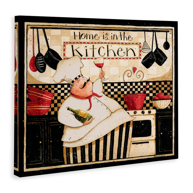 Stupell Industries Home is in The Kitchen with Happy Chef Illustration Wall Art, 24x30, Beige - Image 3